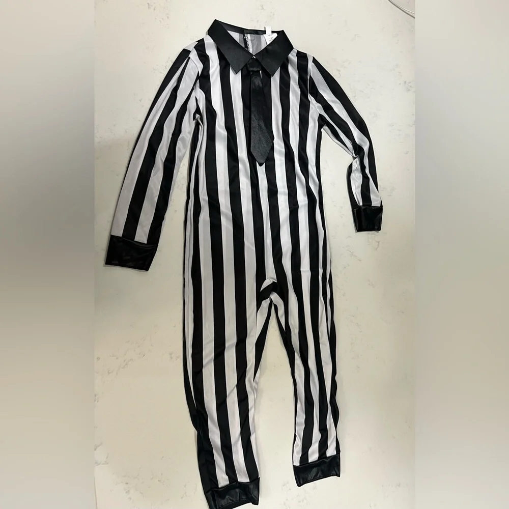 Black and White Striped Costume Jumpsuit